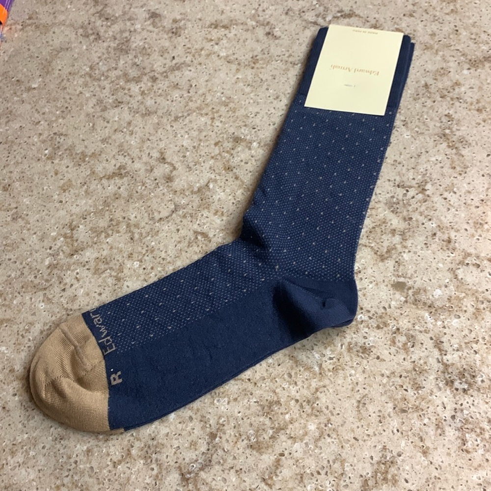 NWT Edward Armah Polka Dot Pima Cotton Blend Dress Socks